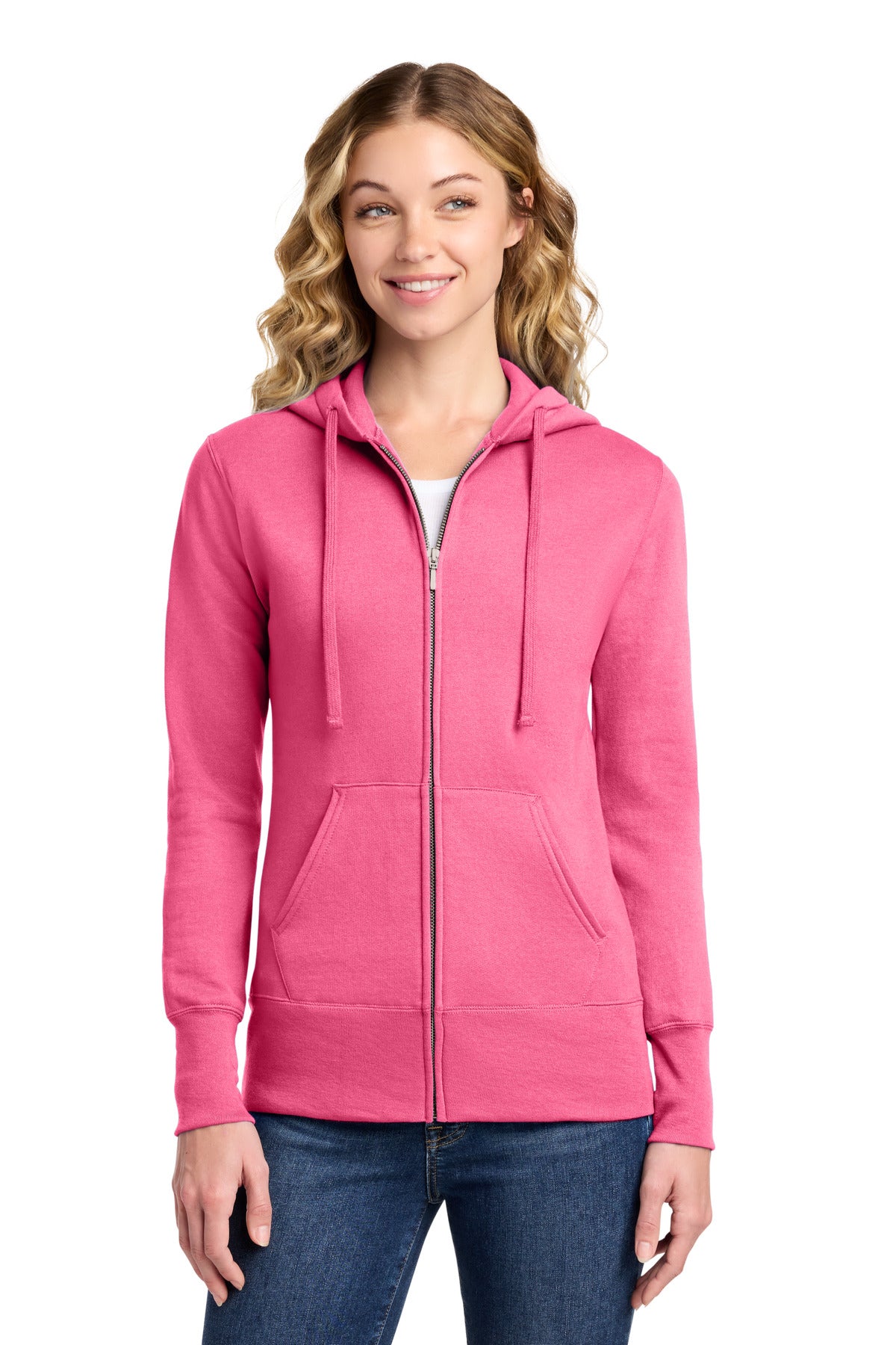 Port & Co® Women's Core Fleece Full-Zip Hooded Sweatshirt. LPC78ZH