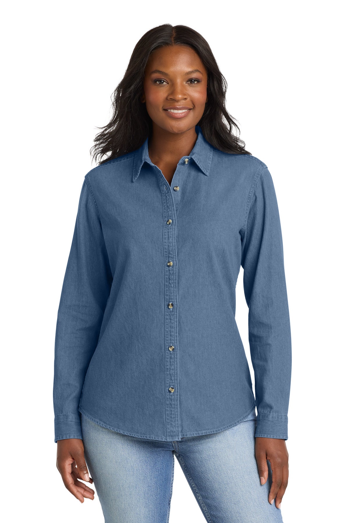Port & Co® Women's Long Sleeve Value Denim Shirt.  LSP10