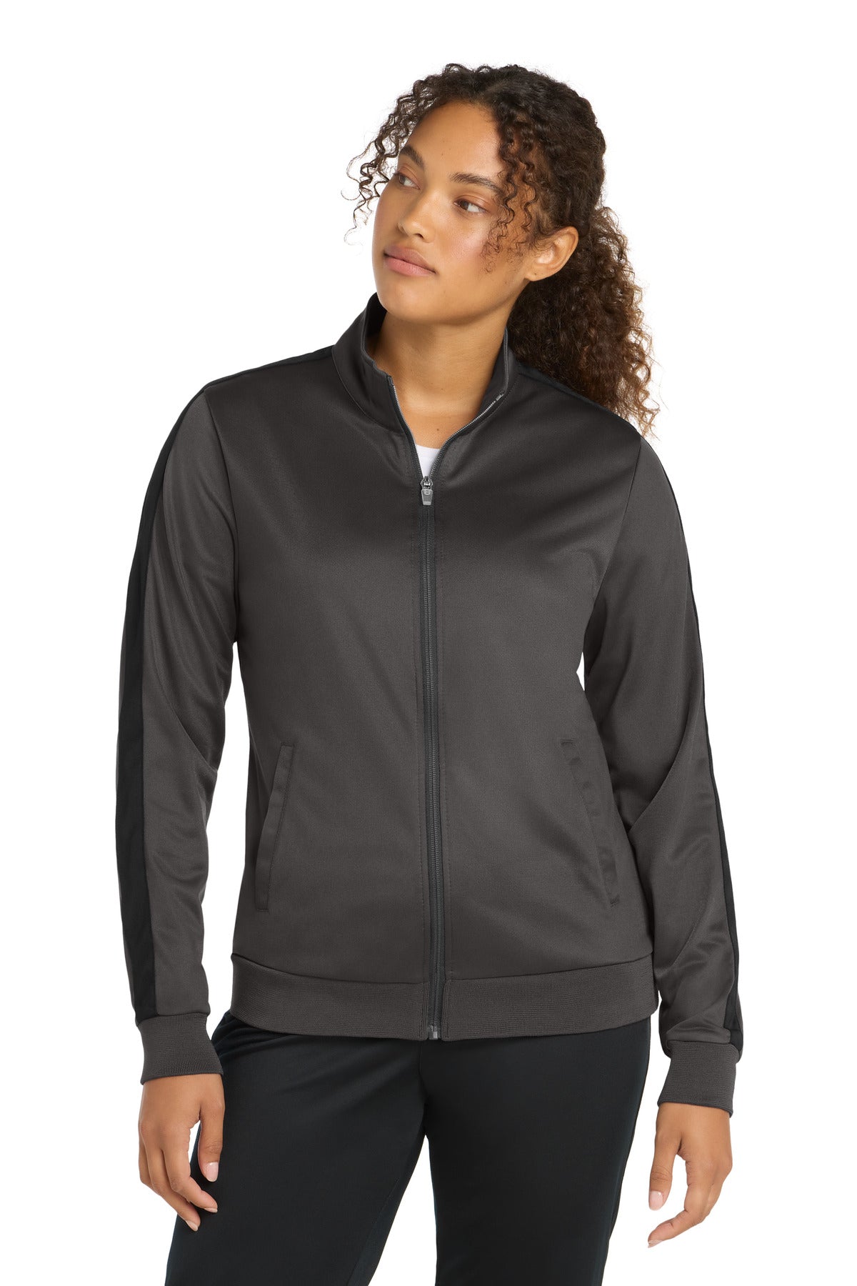 Sport-Tek ® Women's Tricot Sleeve Stripe Track Jacket. LST94