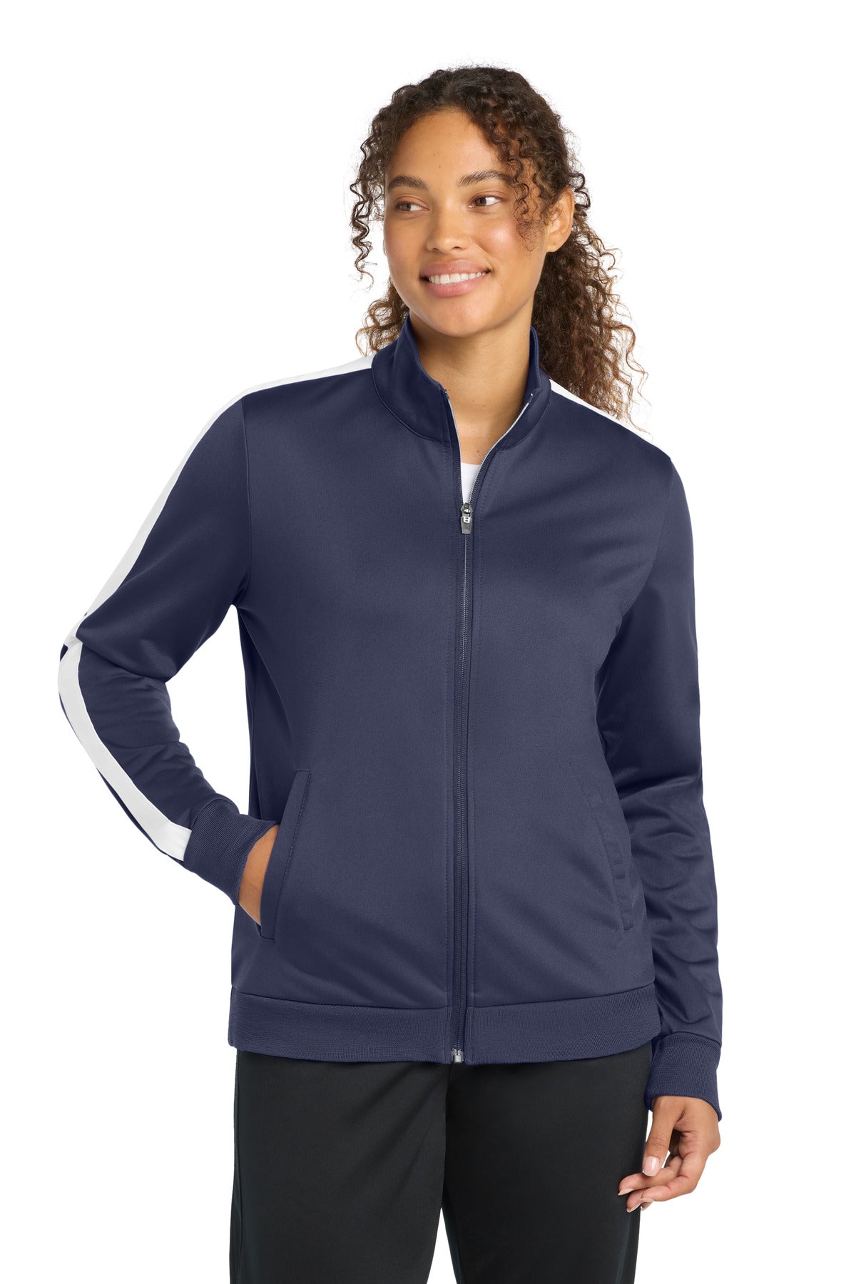 Sport-Tek ® Women's Tricot Sleeve Stripe Track Jacket. LST94