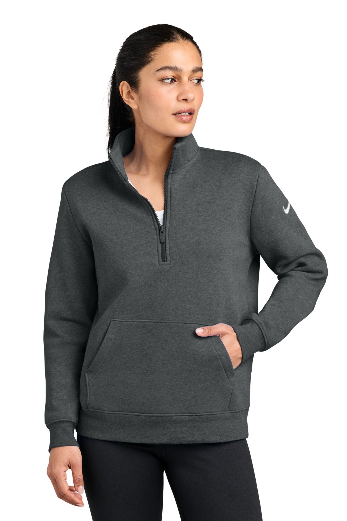 Nike Women's Club Fleece Sleeve Swoosh 1/2-Zip NKDX6720