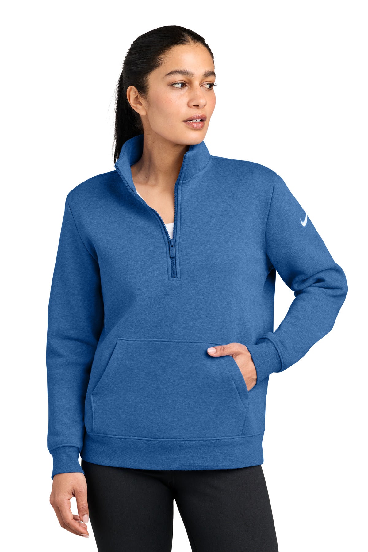 Nike Women's Club Fleece Sleeve Swoosh 1/2-Zip NKDX6720