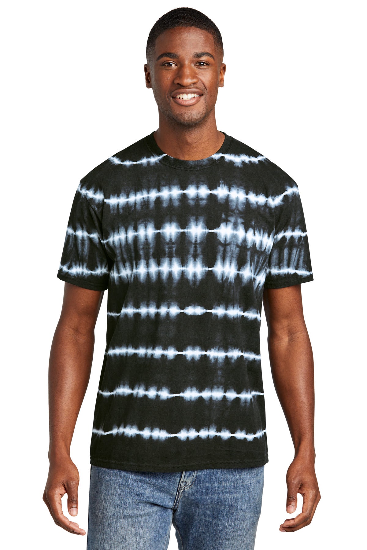 Port & Co® Allover Stripe Tie-Dye Tee PC142