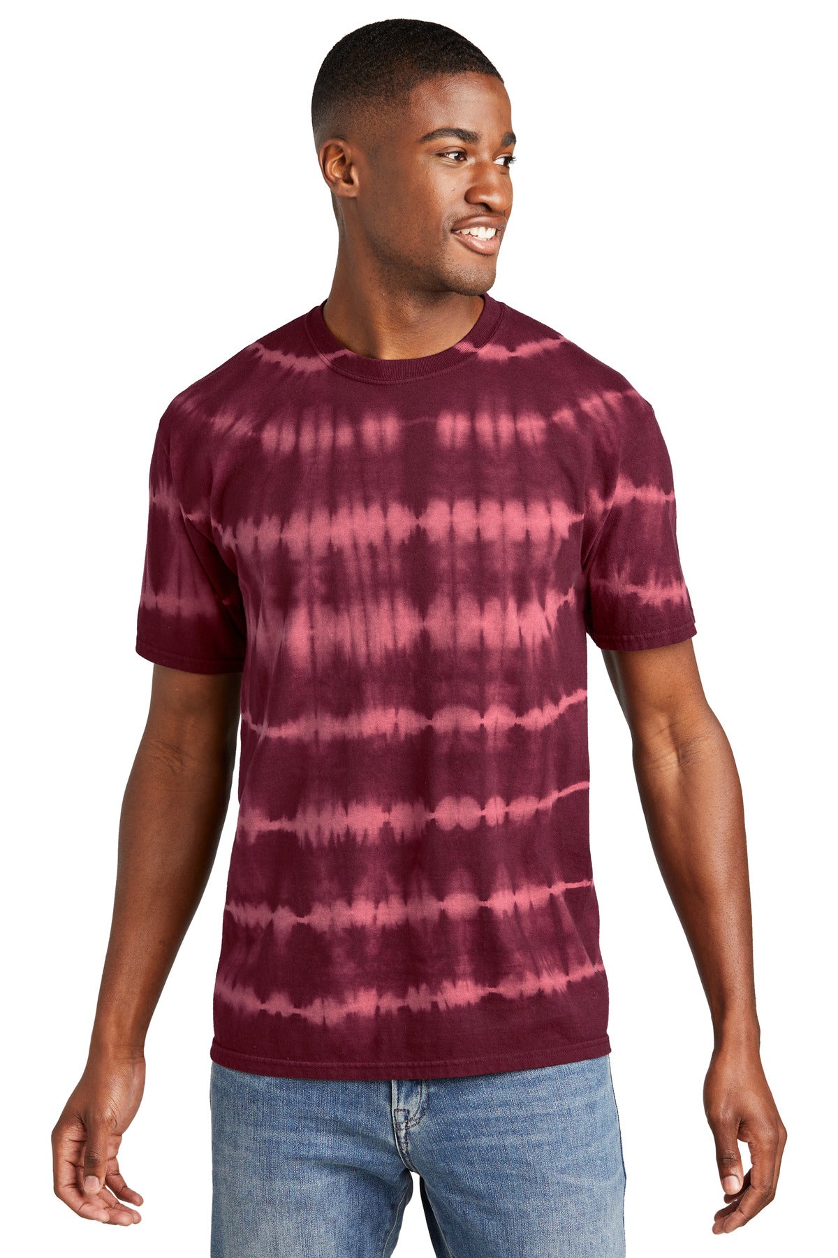Port & Co® Allover Stripe Tie-Dye Tee PC142