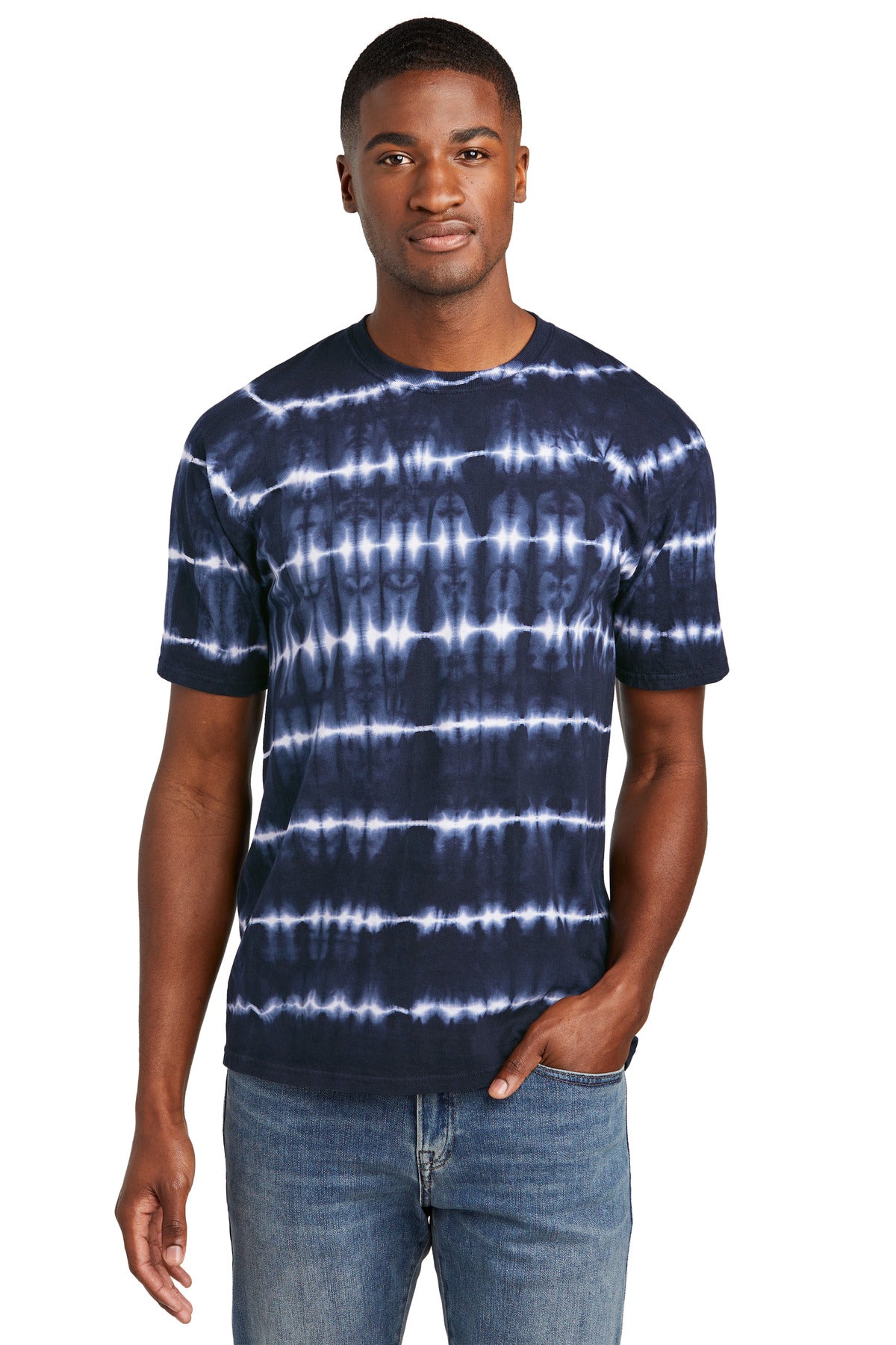 Port & Co® Allover Stripe Tie-Dye Tee PC142