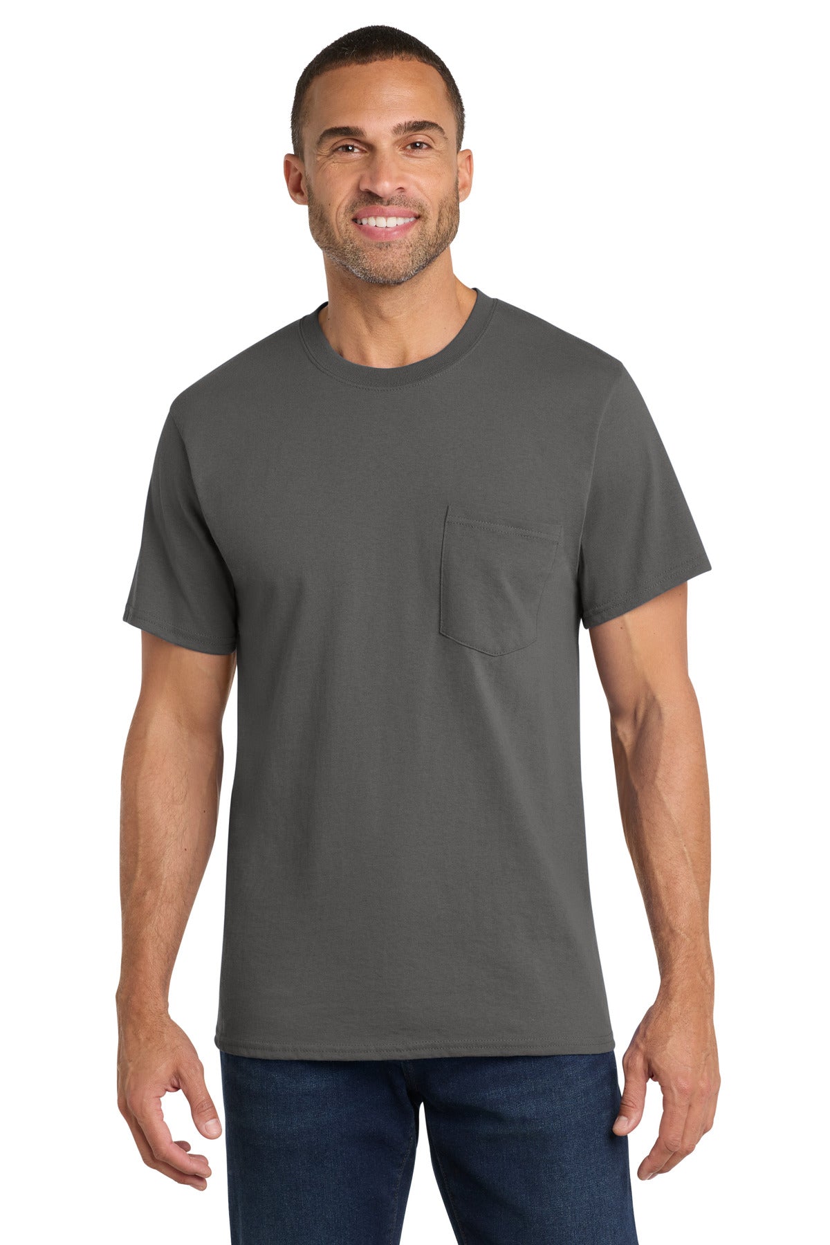 Port & Co® Core Cotton Pocket Tee. PC54P