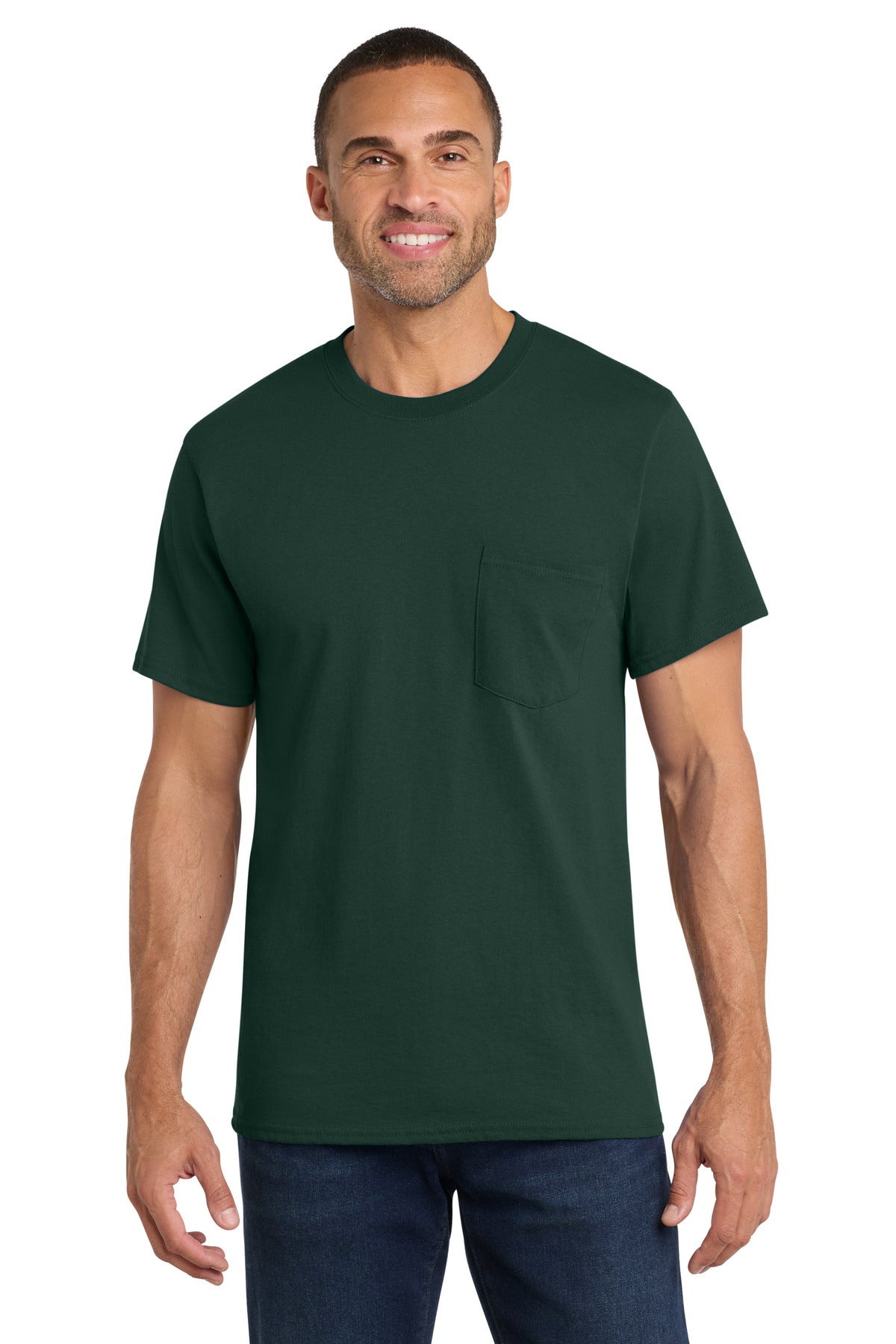 Port & Co® Core Cotton Pocket Tee. PC54P