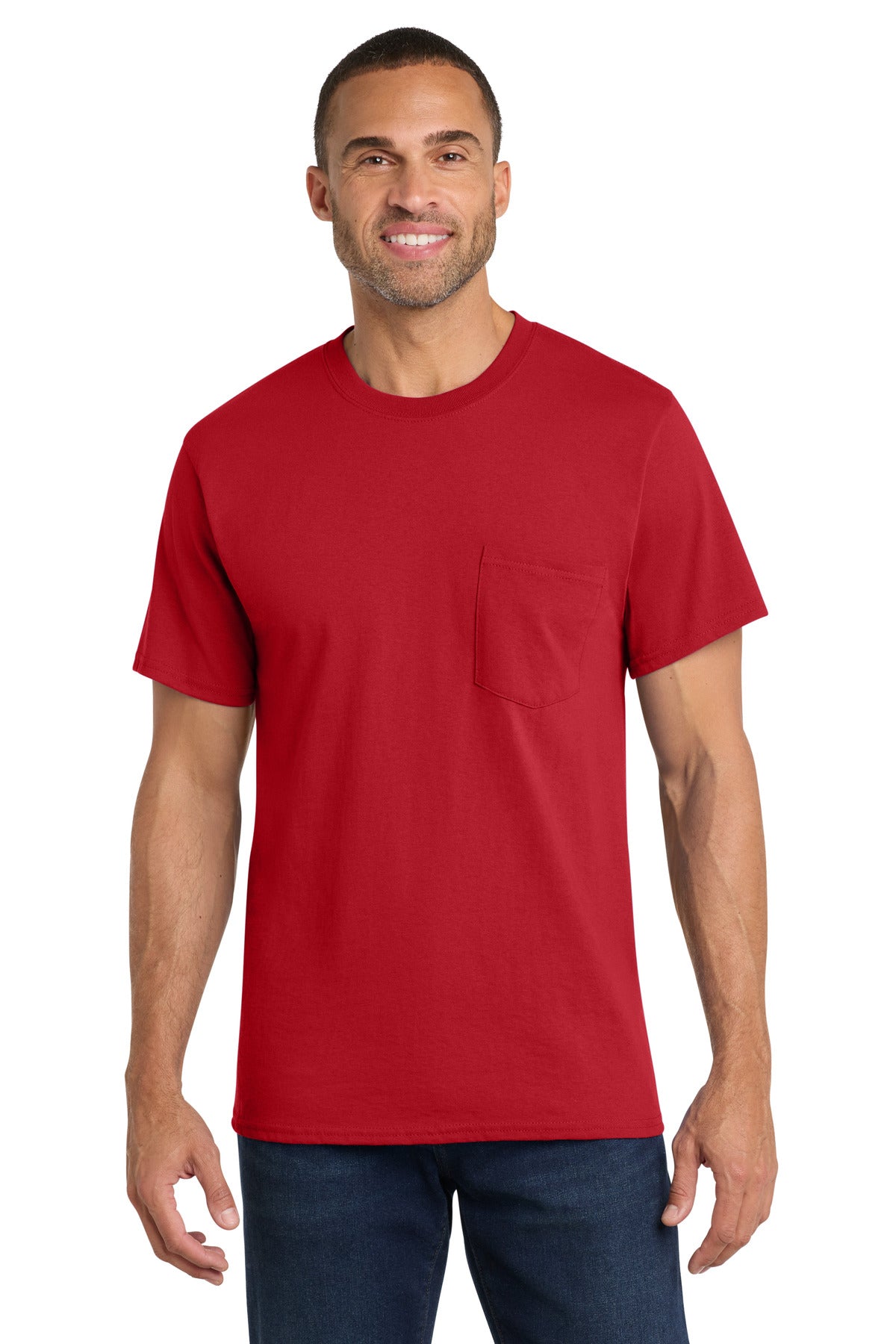 Port & Co® Core Cotton Pocket Tee. PC54P