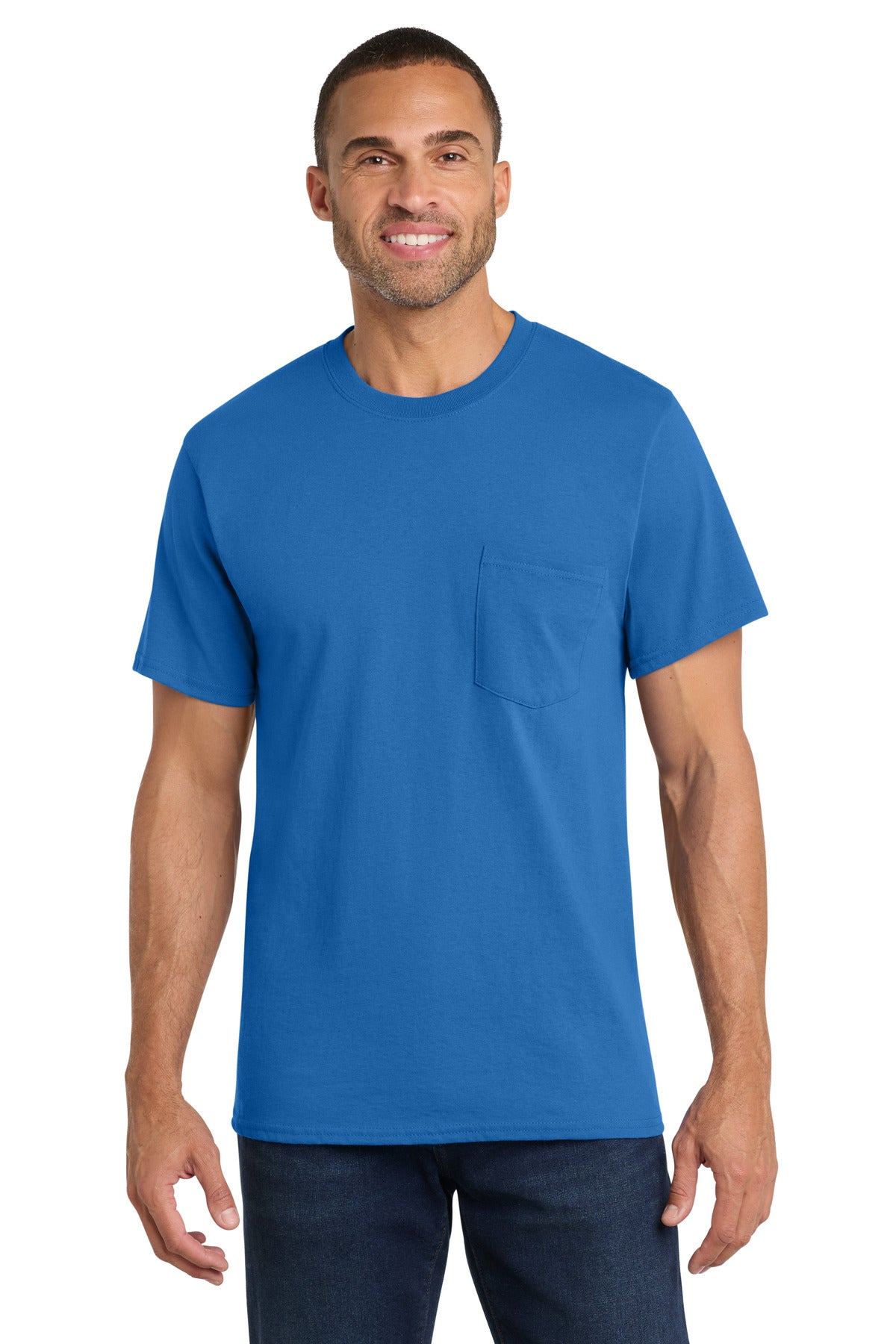 Port & Co® Core Cotton Pocket Tee. PC54P