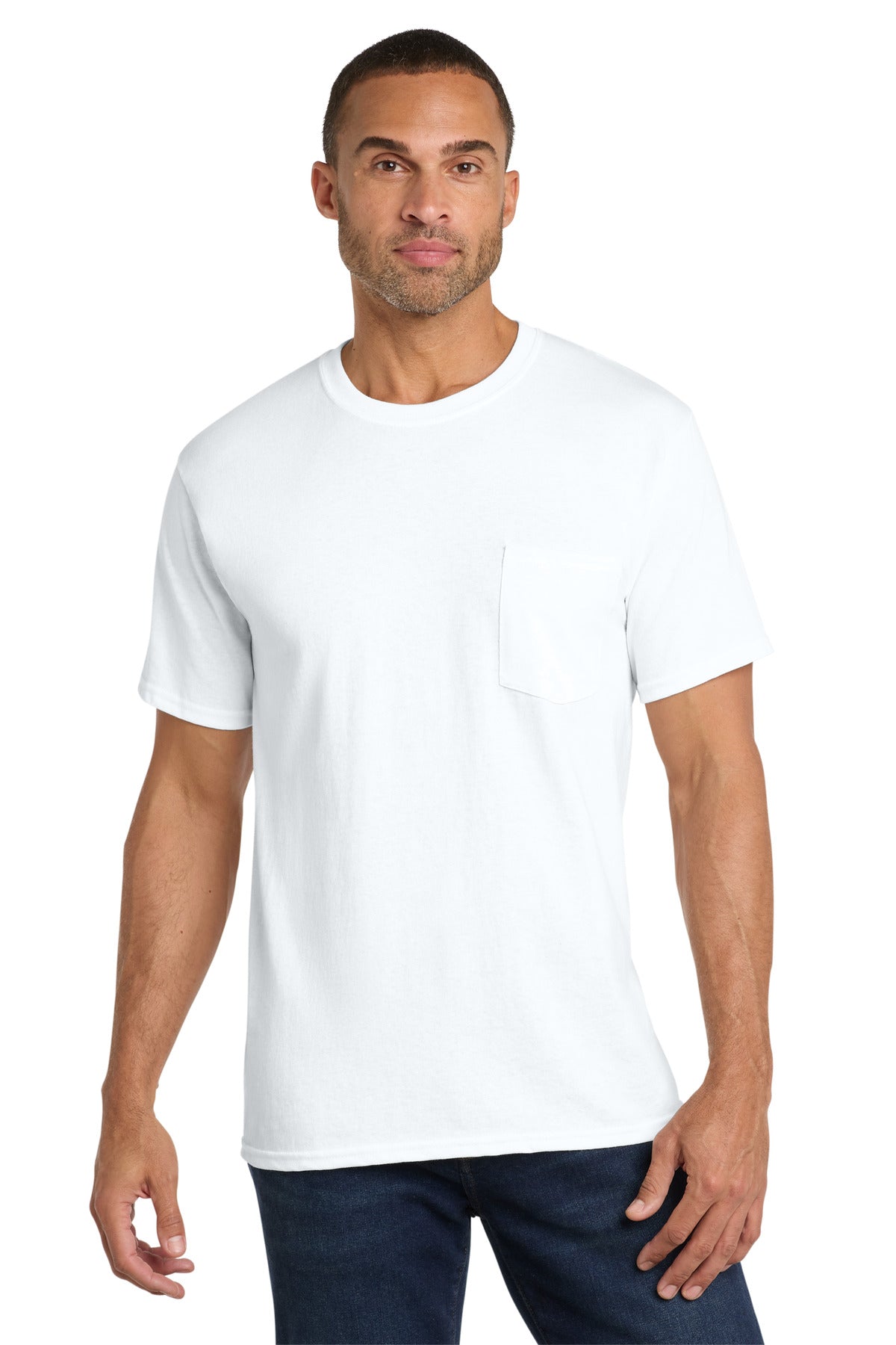 Port & Co® Core Cotton Pocket Tee. PC54P