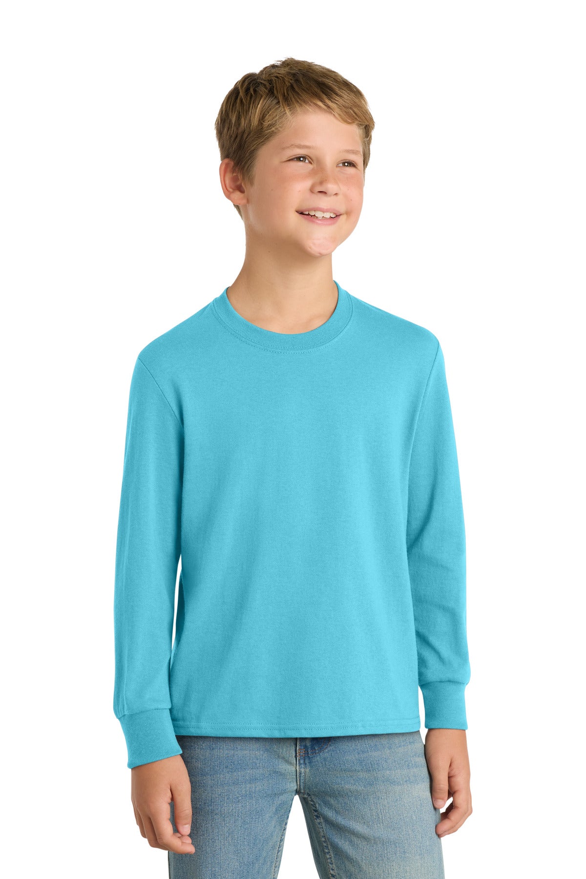 Port & Co® Youth Long Sleeve Core Cotton Tee. PC54YLS