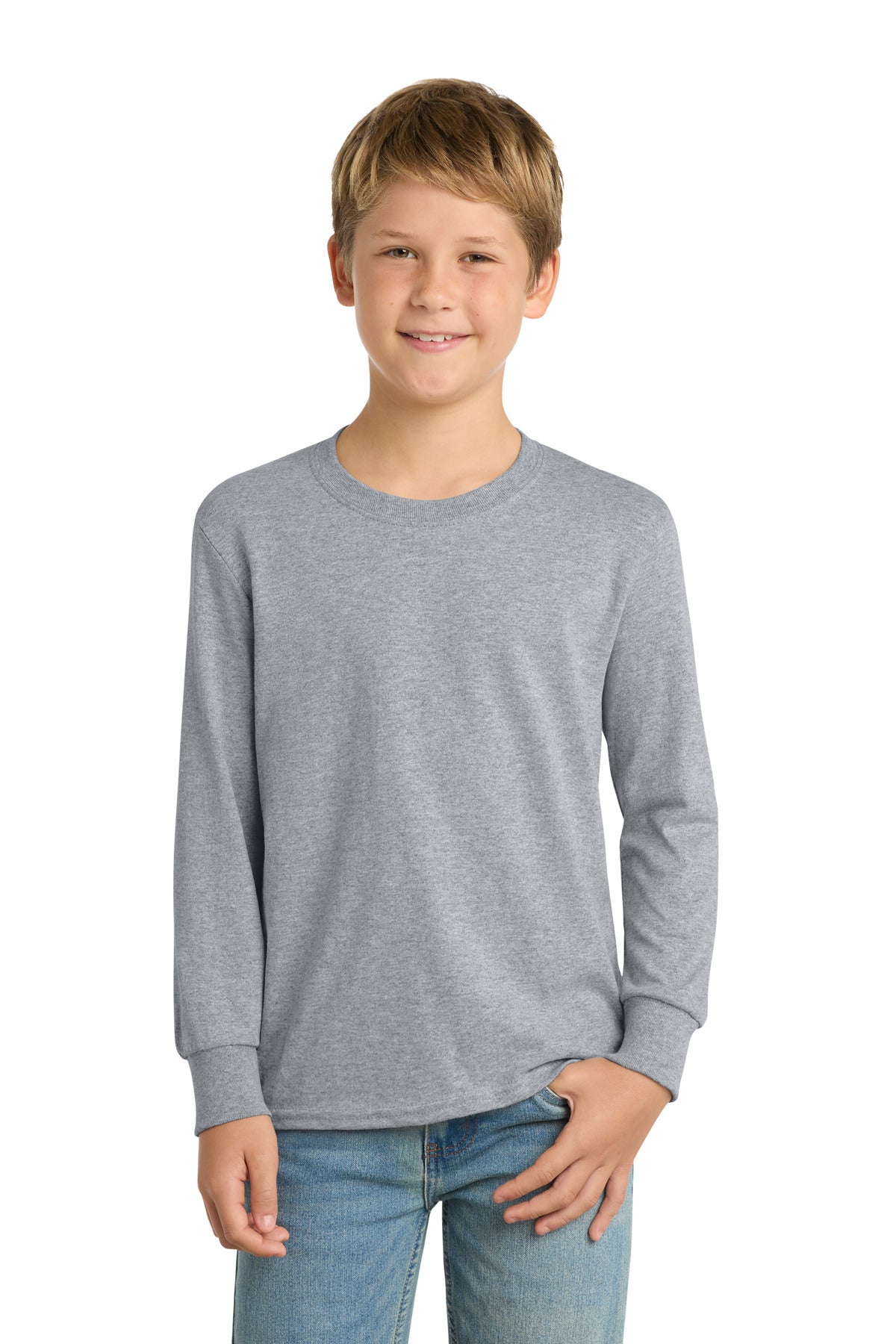 Port & Co® Youth Long Sleeve Core Cotton Tee. PC54YLS