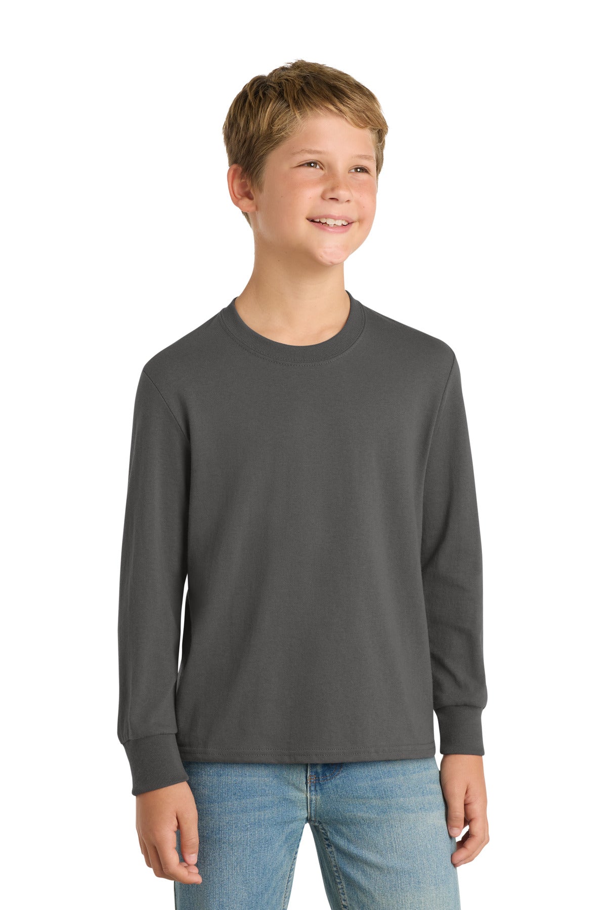 Port & Co® Youth Long Sleeve Core Cotton Tee. PC54YLS