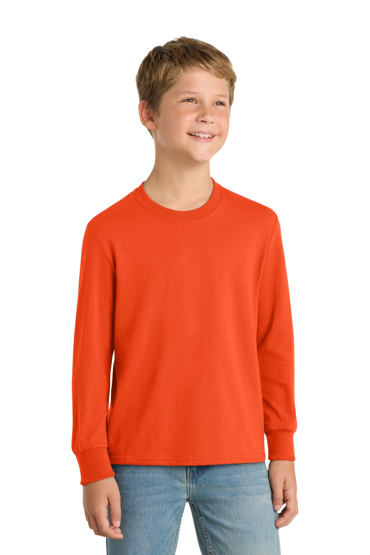 Port & Co® Youth Long Sleeve Core Cotton Tee. PC54YLS