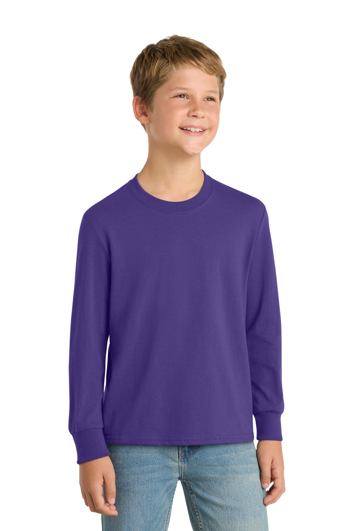 Port & Co® Youth Long Sleeve Core Cotton Tee. PC54YLS
