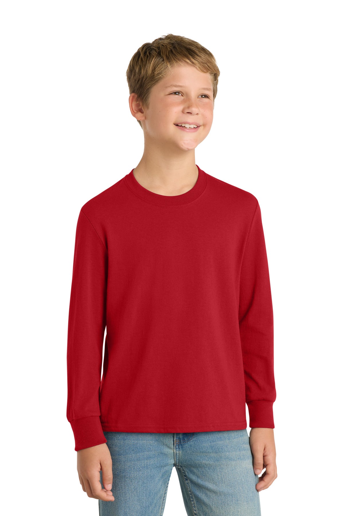 Port & Co® Youth Long Sleeve Core Cotton Tee. PC54YLS