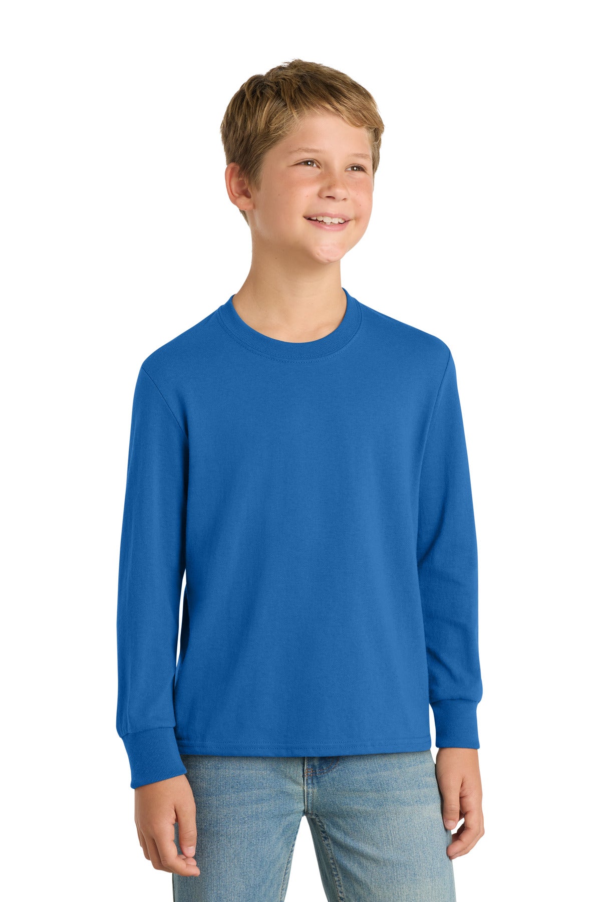 Port & Co® Youth Long Sleeve Core Cotton Tee. PC54YLS