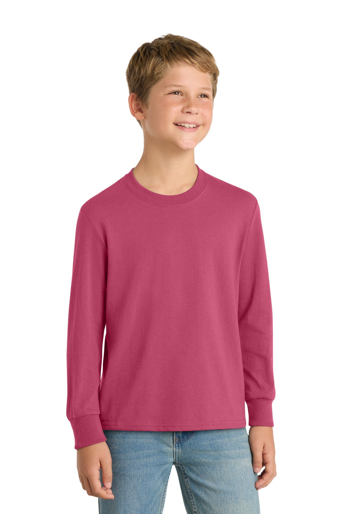 Port & Co® Youth Long Sleeve Core Cotton Tee. PC54YLS