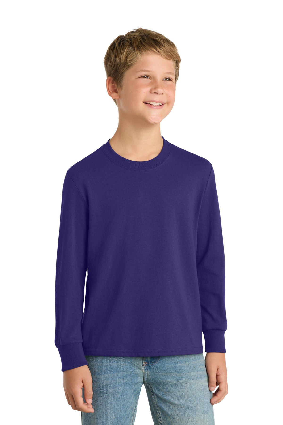 Port & Co® Youth Long Sleeve Core Cotton Tee. PC54YLS