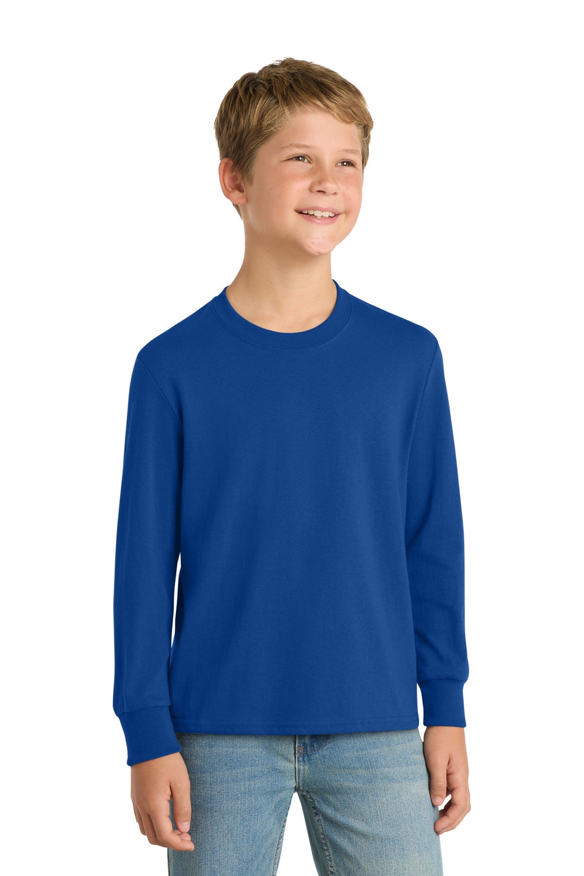 Port & Co® Youth Long Sleeve Core Cotton Tee. PC54YLS