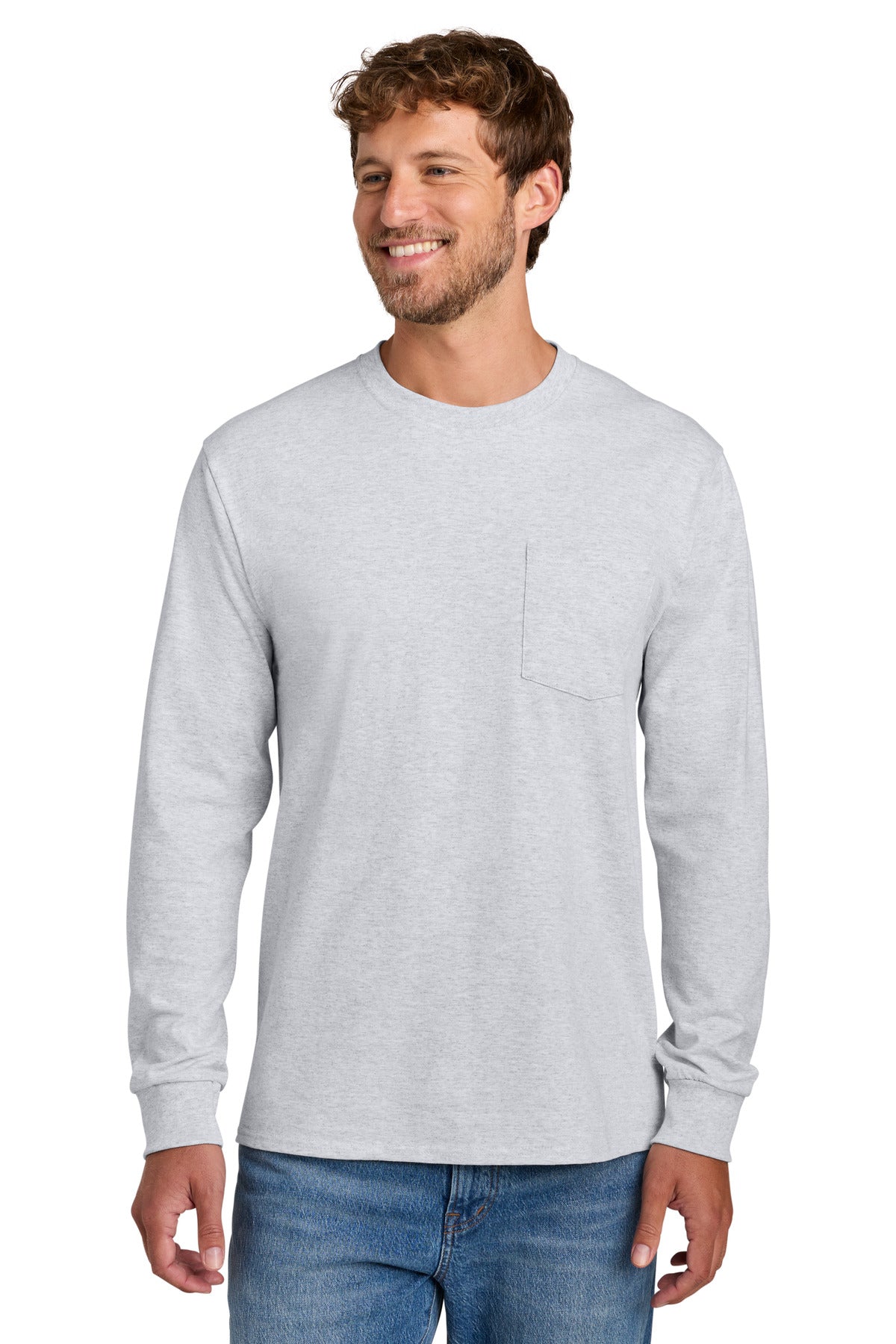 Port & Co® Tall Long Sleeve Essential Pocket Tee. PC61LSPT