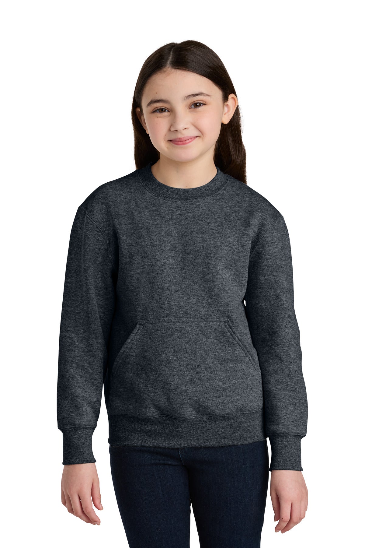 Port & Co® Youth Core Fleece Crewneck Pocket Sweatshirt PC78YPKT