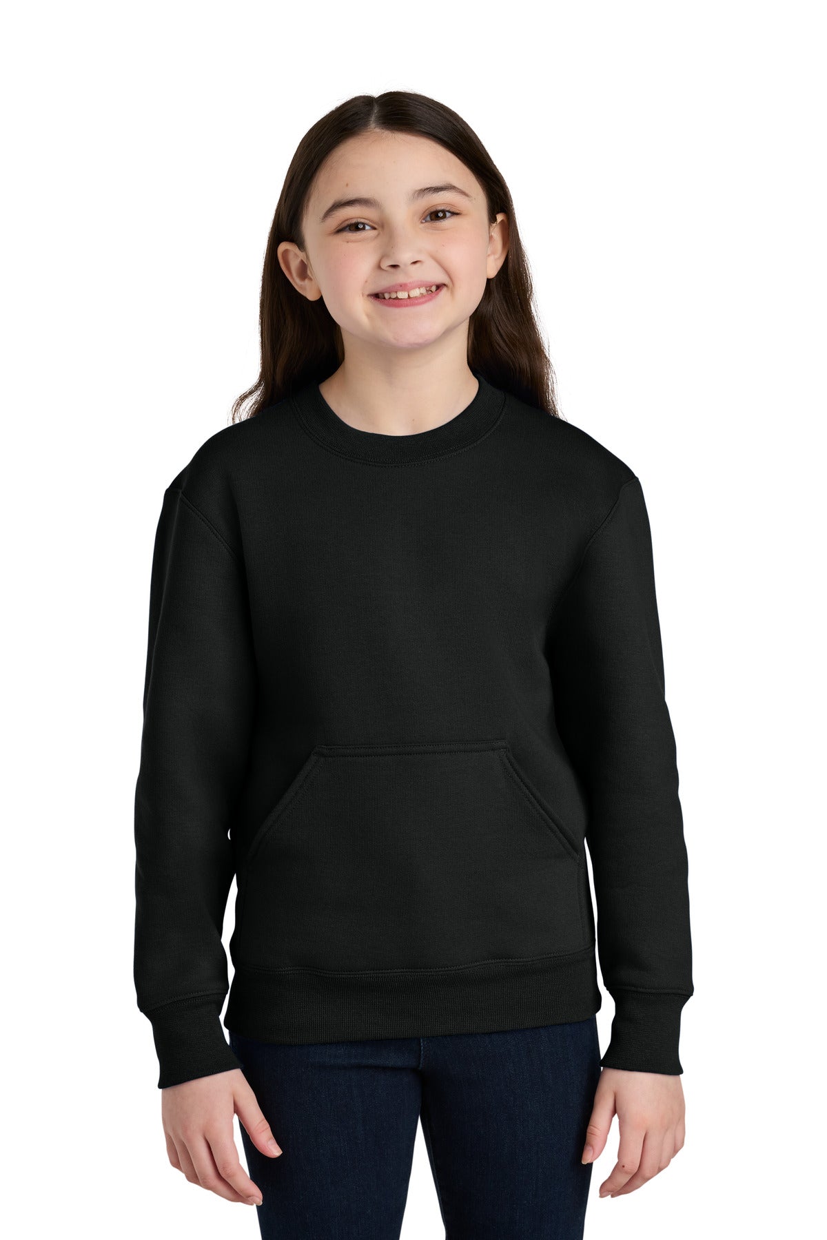 Port & Co® Youth Core Fleece Crewneck Pocket Sweatshirt PC78YPKT