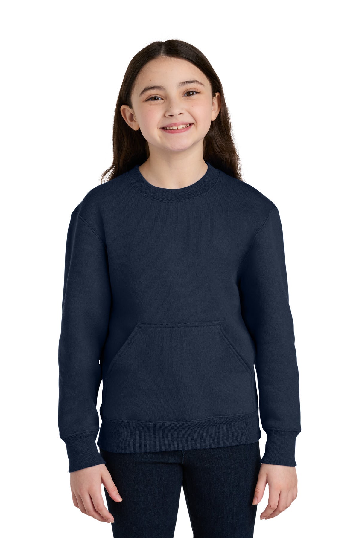 Port & Co® Youth Core Fleece Crewneck Pocket Sweatshirt PC78YPKT