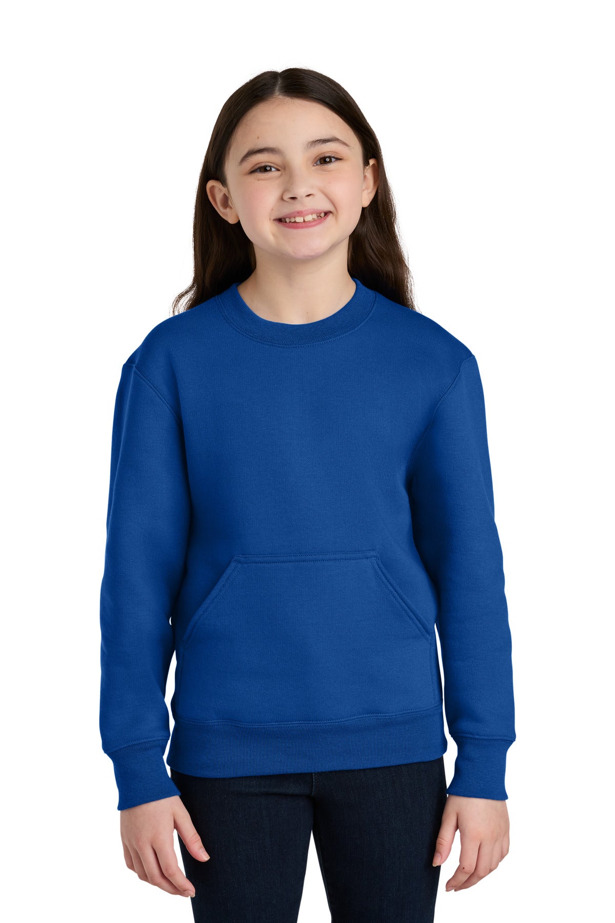 Port & Co® Youth Core Fleece Crewneck Pocket Sweatshirt PC78YPKT