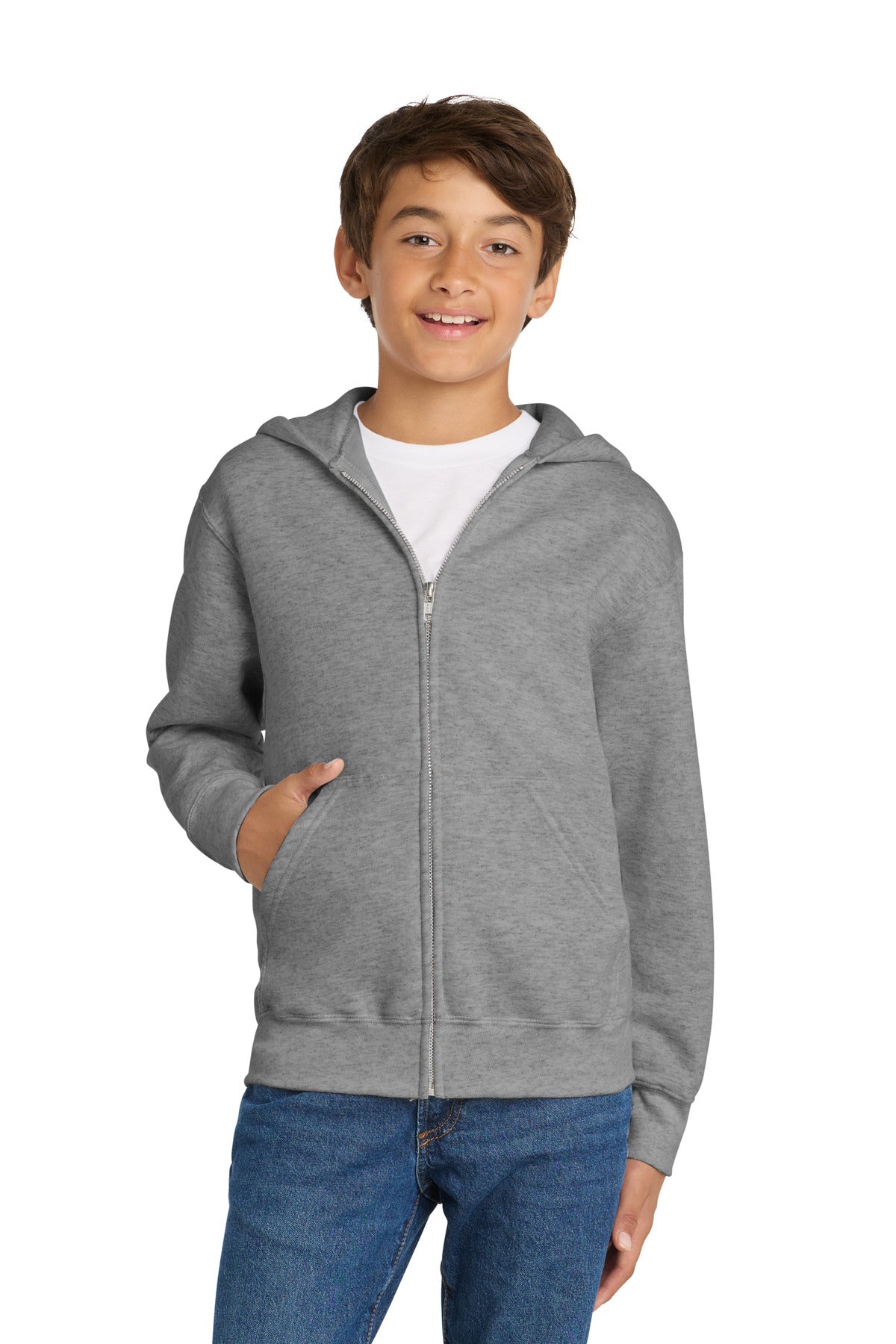 DISCONTINUED Port & Co™ Youth Core Fleece Full-Zip Hooded Sweatshirt.  PC90YZH