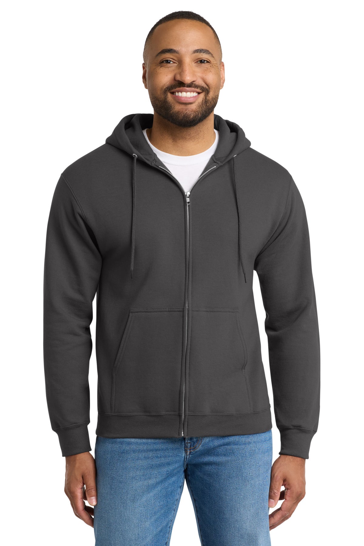 Port & Co® Tall Essential Fleece Full-Zip Hooded Sweatshirt. PC90ZHT