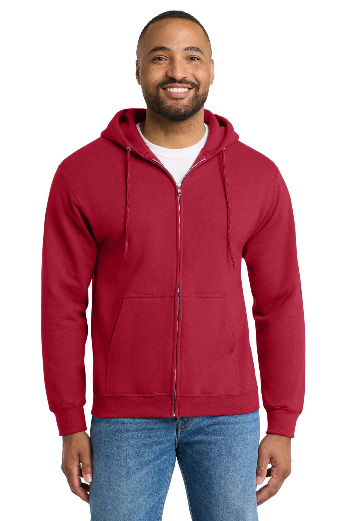 Port & Co® Essential Fleece Full-Zip Hooded Sweatshirt.  PC90ZH