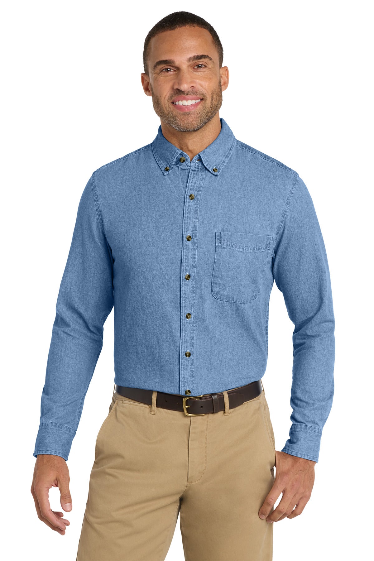 Port & Co® Long Sleeve Value Denim Shirt. SP10