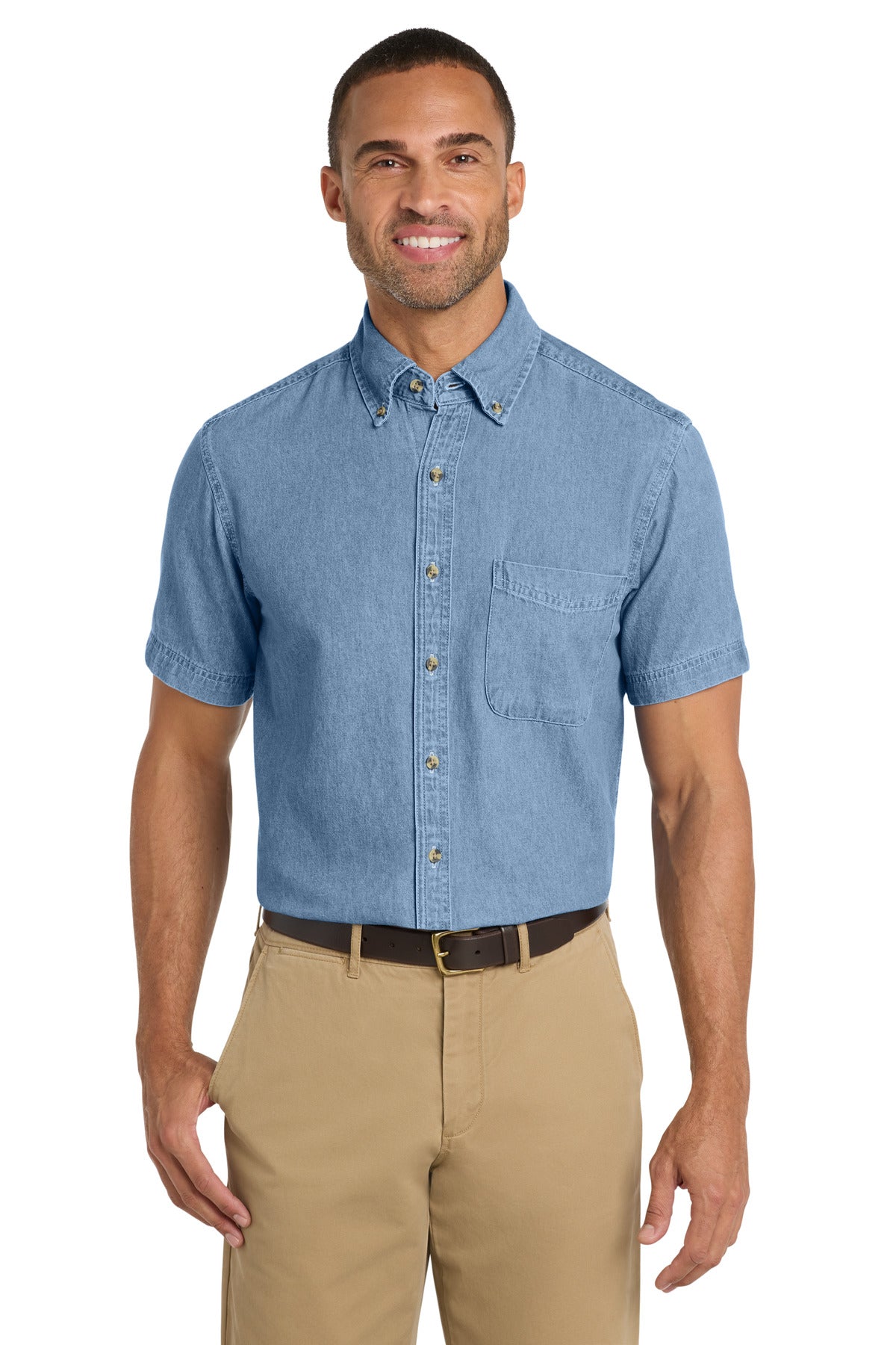 Port & Co® Short Sleeve Value Denim Shirt. SP11