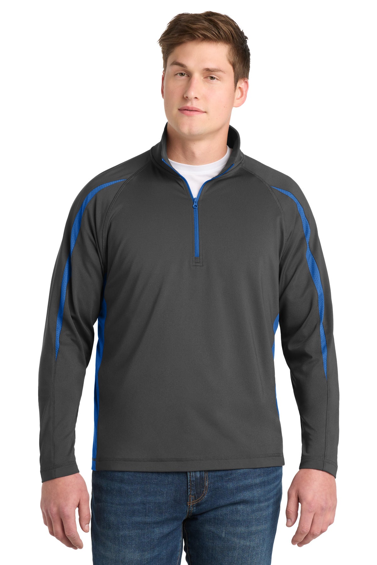 Sport-Tek® Sport-Wick® Stretch 1/4-Zip Colorblock Pullover. ST851