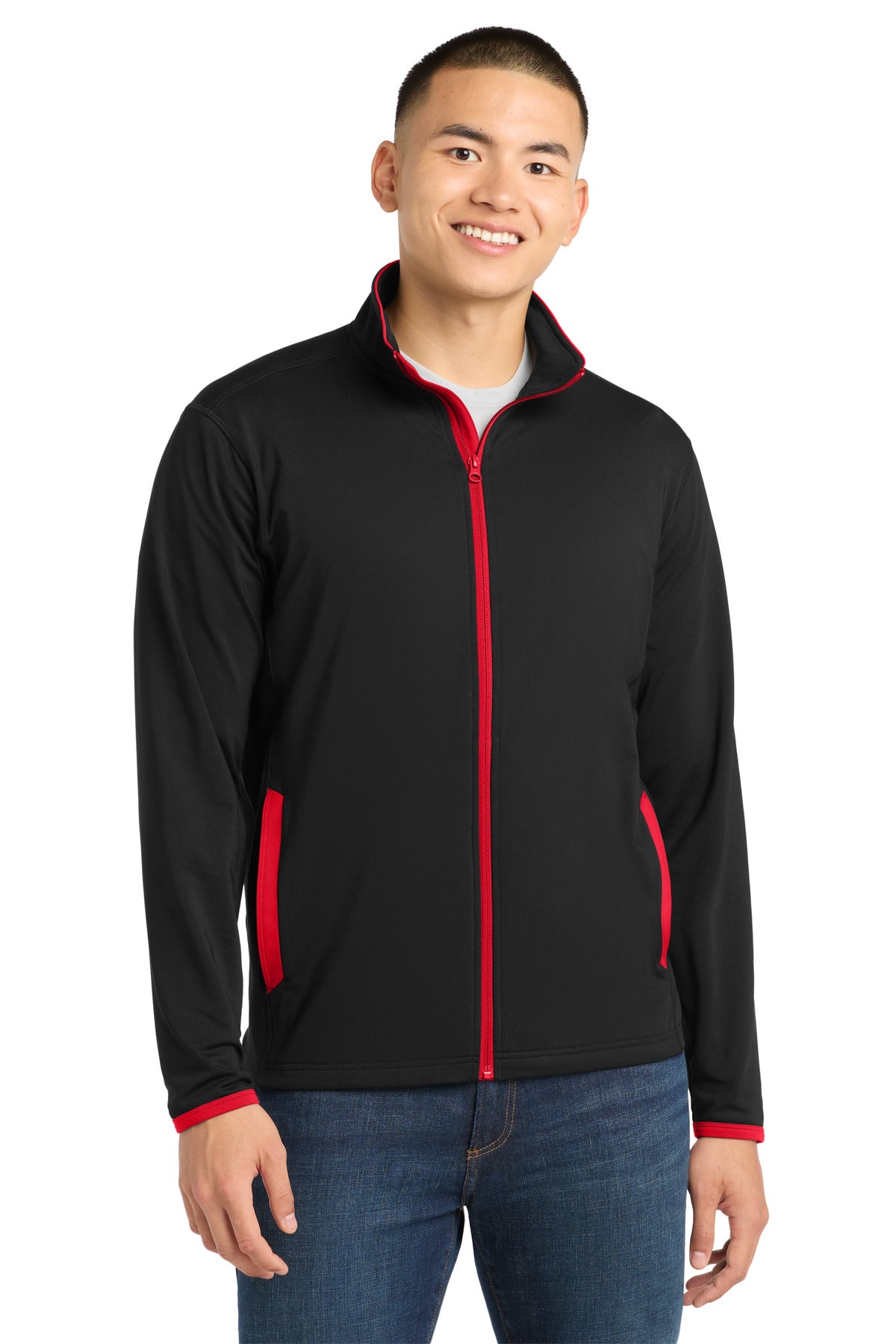 Sport-Tek® Sport-Wick® Stretch Contrast Full-Zip Jacket.  ST853