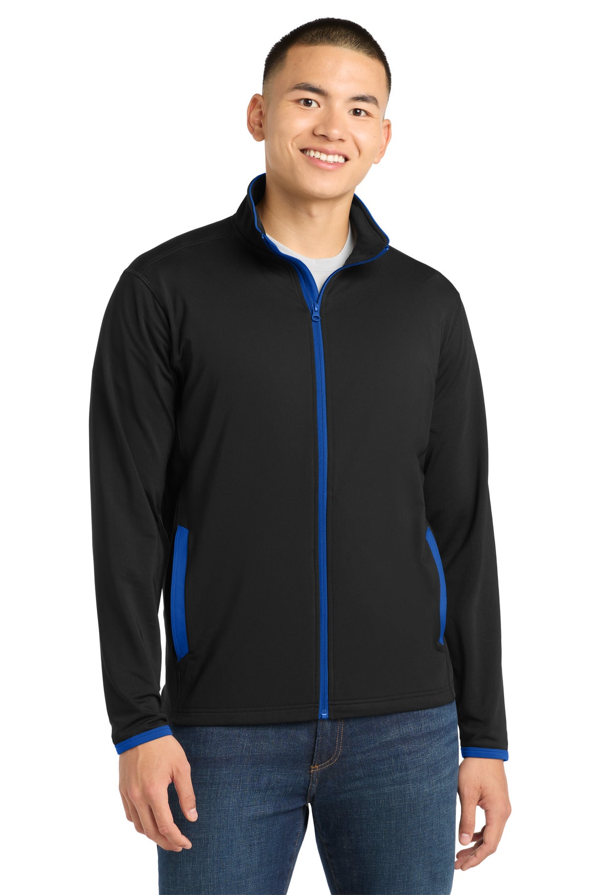 Sport-Tek® Sport-Wick® Stretch Contrast Full-Zip Jacket.  ST853