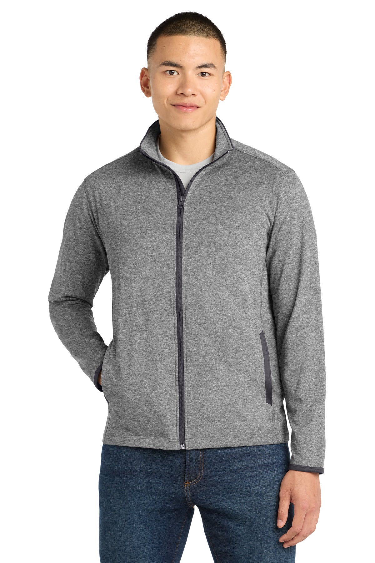 Sport-Tek® Sport-Wick® Stretch Contrast Full-Zip Jacket.  ST853