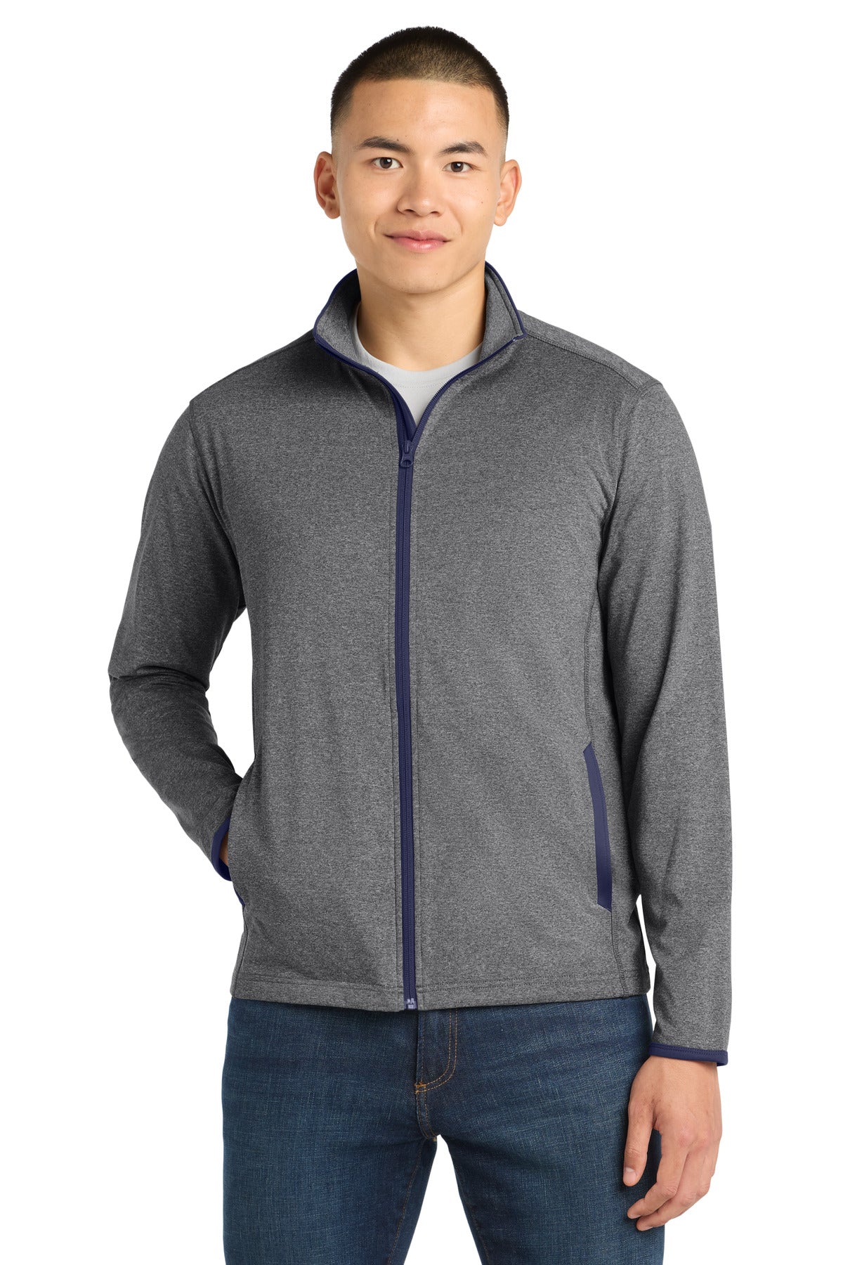 Sport-Tek® Sport-Wick® Stretch Contrast Full-Zip Jacket.  ST853