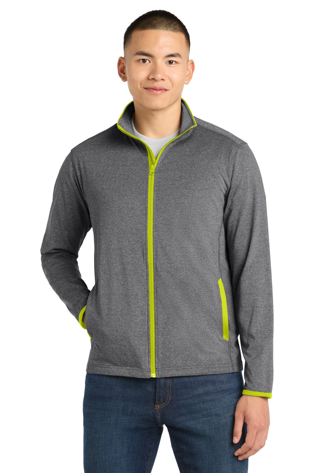 Sport-Tek® Sport-Wick® Stretch Contrast Full-Zip Jacket.  ST853
