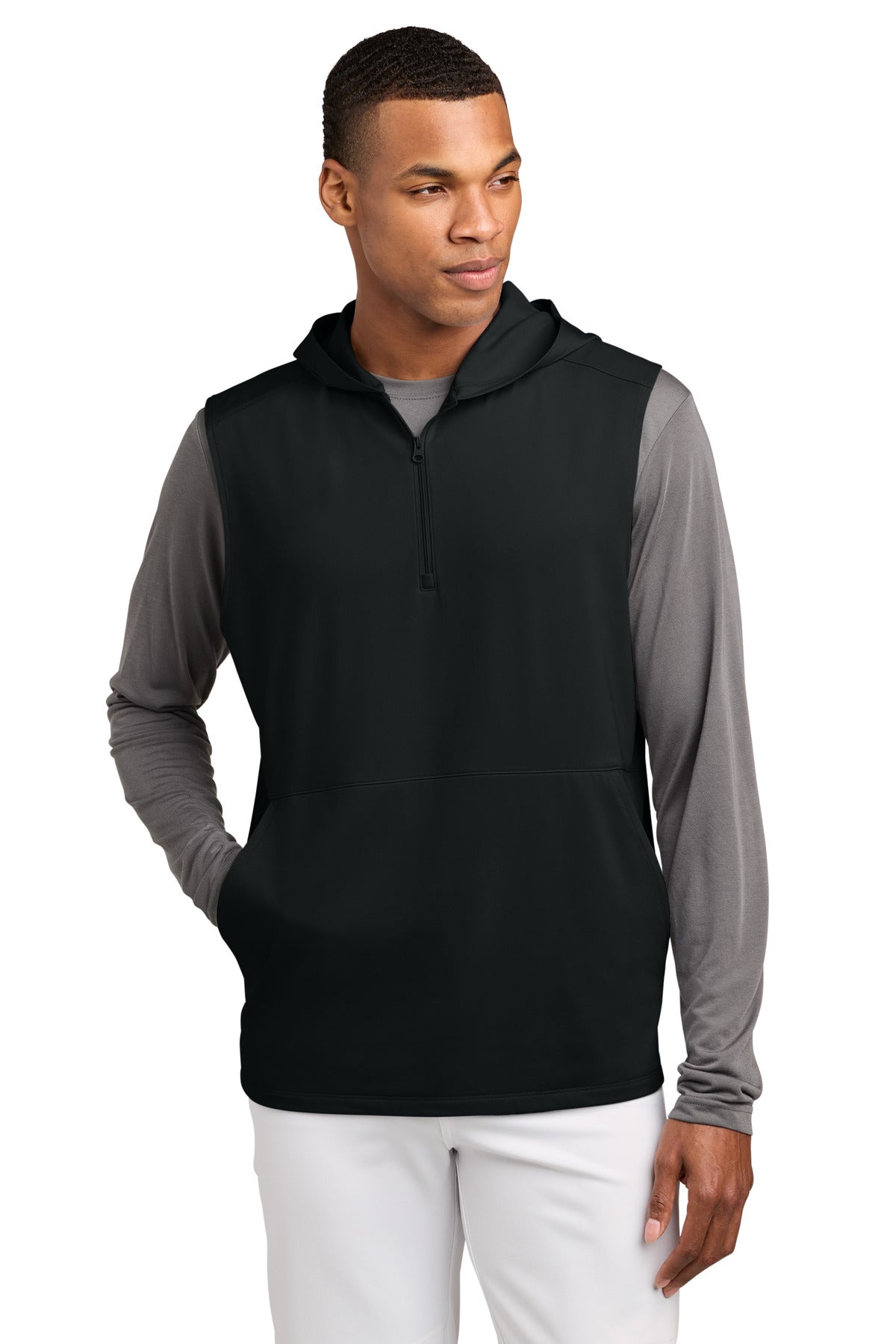 Sport-Tek® Sport-Wick® Stretch Sleeveless Hooded 1/4-Zip ST858