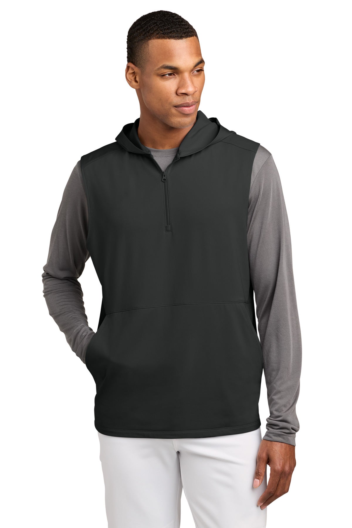 Sport-Tek® Sport-Wick® Stretch Sleeveless Hooded 1/4-Zip ST858