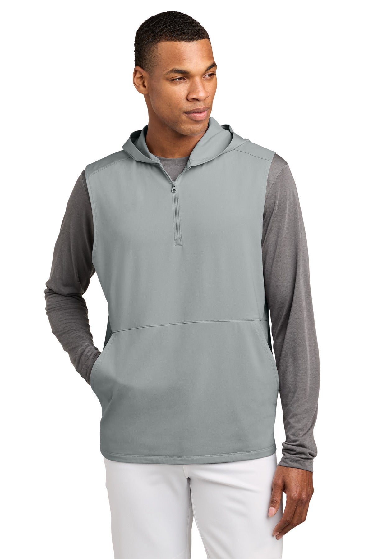 Sport-Tek® Sport-Wick® Stretch Sleeveless Hooded 1/4-Zip ST858